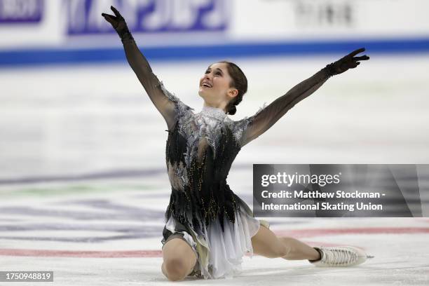 Isabeau Levito of United States skates in the Women's Free Skate during the ISU Grand Prix of Figure Skating - Skate America at Credit Union of Texas...