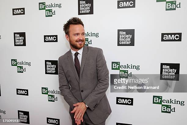 Actor Aaron Paul attends The Film Society of Lincoln Center and AMC Celebration of "Breaking Bad" Final Episodes at The Film Society of Lincoln...