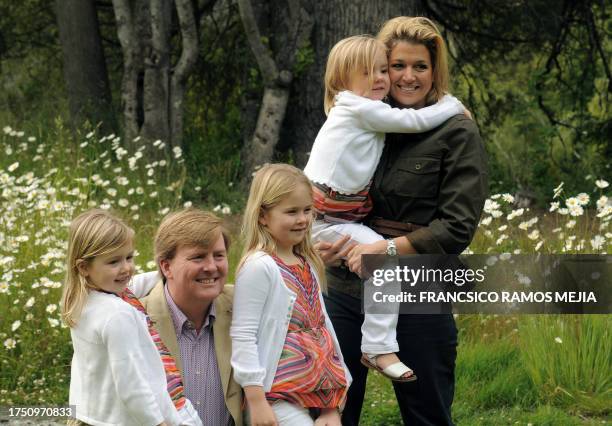 Dutch Crown Prince Willem-Alexander and Princess Maxima pose for a picture with their daughters Princess Alexia, Princess Amalia and Princess Ariana...