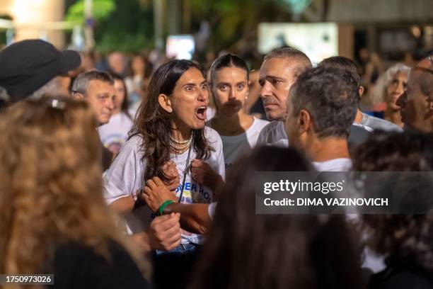 Tel Aviv, Israel.Families and friends of Israelis held hostage by Hamas in Gaza gathered at "Hostages Square," outside the Art Museum of Tel Aviv,...