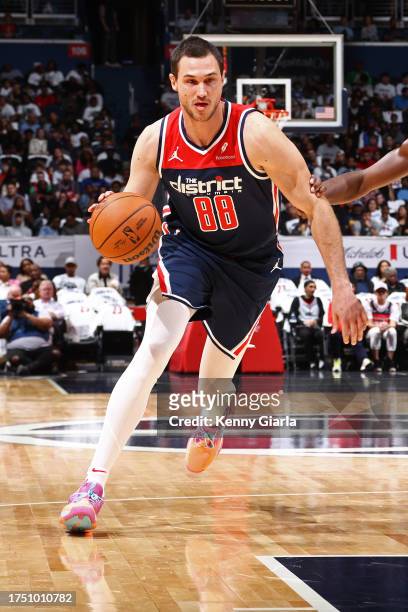 Danilo Gallinari of the Washington Wizards drives to the basket during the game against the Memphis Grizzlies on October 28, 2023 at Capital One...
