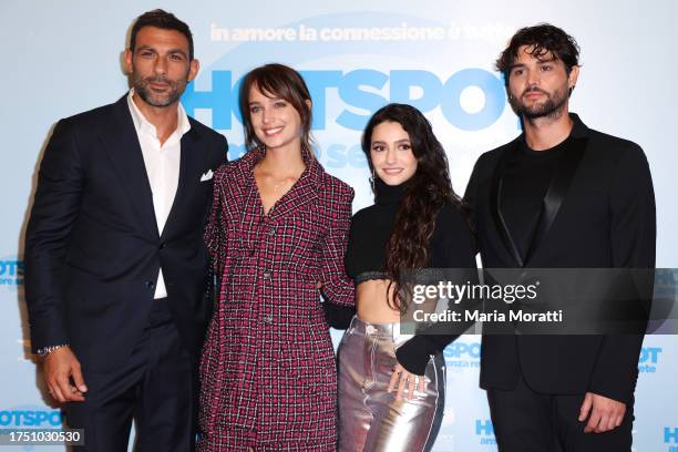 Francesco Arca, Denise Tantucci, Anna Lucia Pierro and Erasmo Genzini attend a red carpet for the movie "Hotspot - Amore Senza Rete" at the 21st...