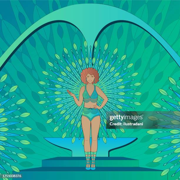 brazilian samba dancer - samba stock illustrations