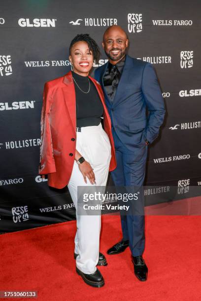 Melanie Willingham-Jaggers and Wayne Brady at GLSEN's Rise Up LA Benefit held at NeueHouse Hollywood on October 28, 2023 in Los Angeles, California.