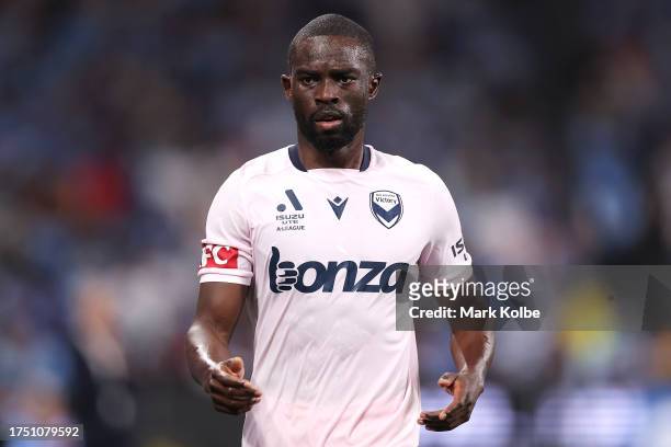 Jason Geria of the Victory gestures for the ball during the A-League Men round one match between Sydney FC and Melbourne Victory at Allianz Stadium,...