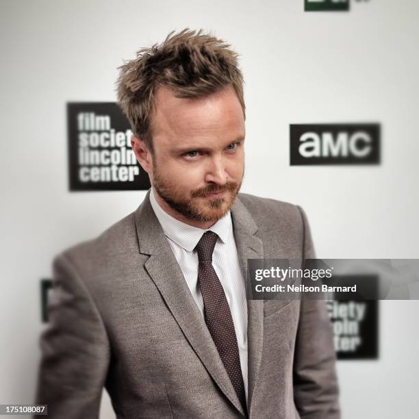 Actor Aaron Paul attends The Film Society Of Lincoln Center And AMC Celebration Of "Breaking Bad" Final Episodes at The Film Society of Lincoln...