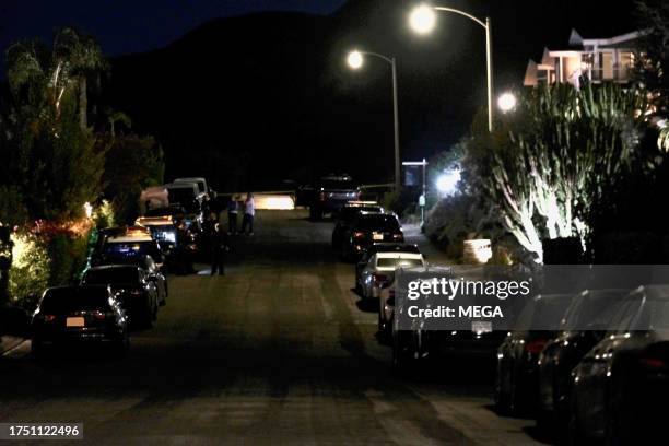 Police officers are seen outside the home of "Friends" star Matthew Perry on October 28, 2023 in Pacific Palisades, California. Matthew Perry was...