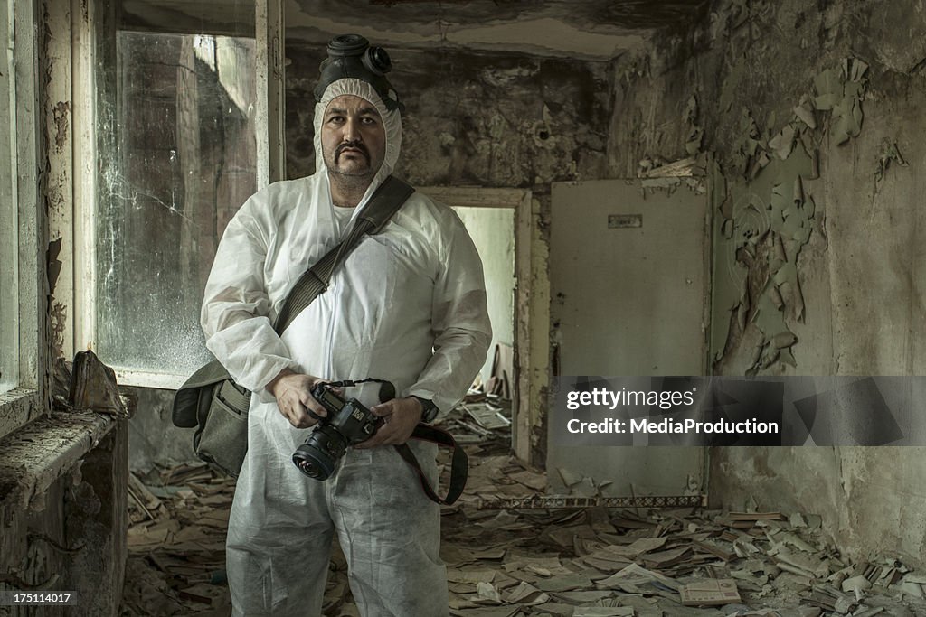 Photographer at work in Chernobyl