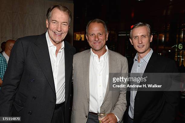 Television hosts Charlie Rose and Dan Abrams attend the "Breaking Bad" NY Premiere 2013 after party at Lincoln Ristorante on July 31, 2013 in New...