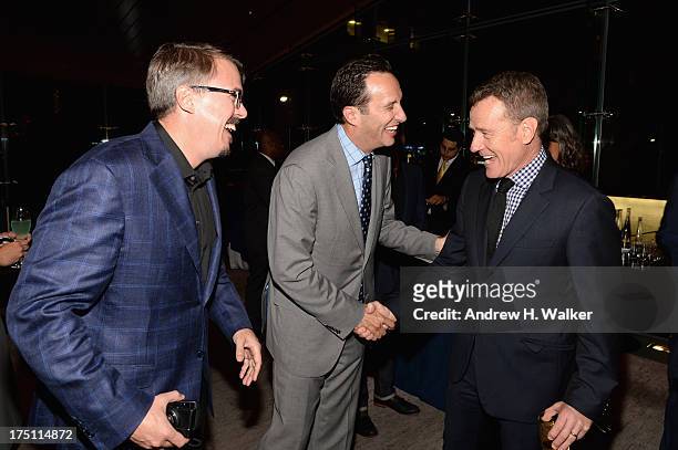 Vince Gilligan, Charlie Collier and Bryan Cranston attend the "Breaking Bad" NY Premiere 2013 after party at Lincoln Ristorante on July 31, 2013 in...
