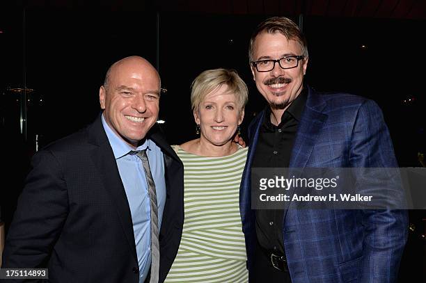 Dean Norris, Holly Rice and Vince Gilligan attend the "Breaking Bad" NY Premiere 2013 after party at Lincoln Ristorante on July 31, 2013 in New York...