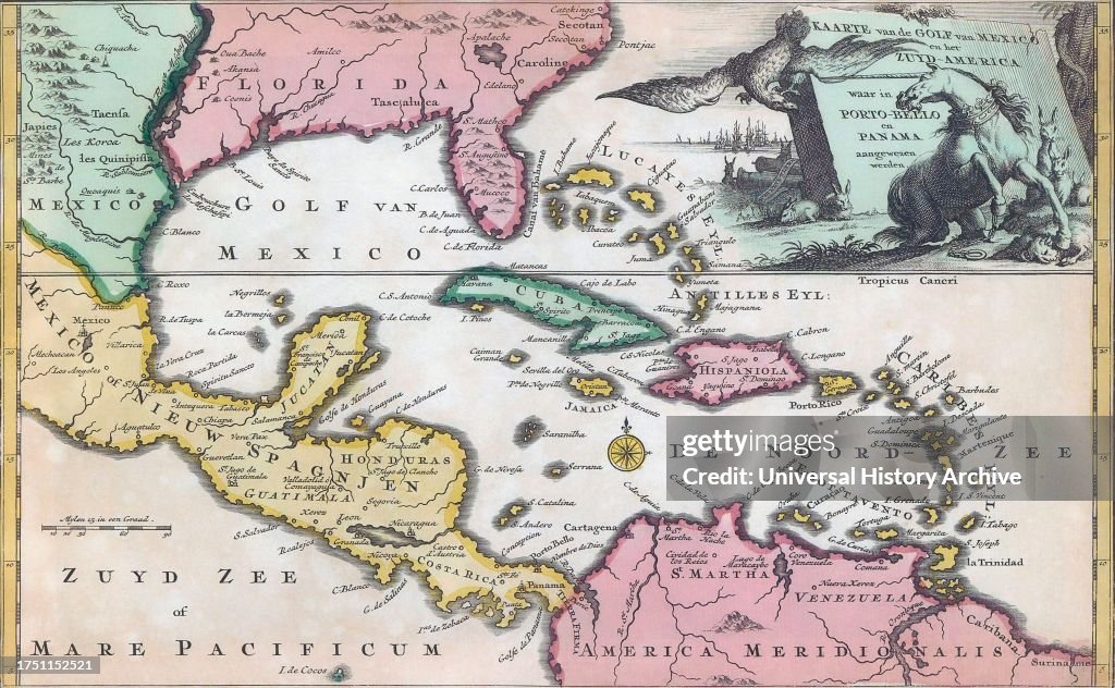 18th century map of Central America and the Gulf of Mexico