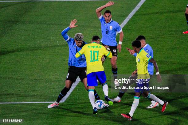 Neymar Junior of Brazil plays against Ronald Araujo of Uruguay during FIFA World Cup 2026 Qualifier match between Uruguay and Brazil at Centenario...