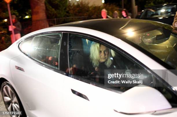 Los Angeles, California October 28, 2023- Suzanne Perry leaves in a car on the street where her son, actor Matthew Perry Matthew, was found dead in a...