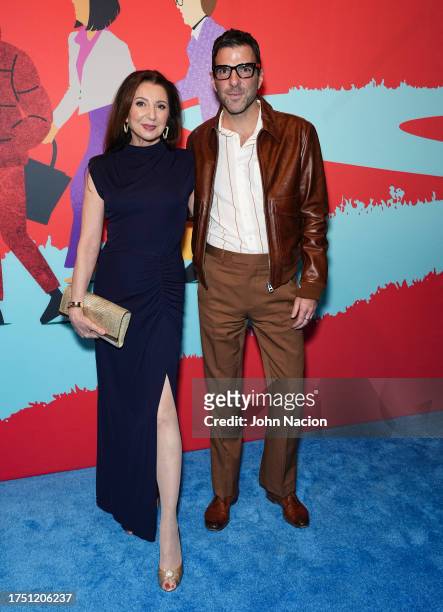 Donna Murphy and Zachary Quinto attend the "Here We Are" opening night at The Shed's Griffin Theatre on October 22, 2023 in New York City.