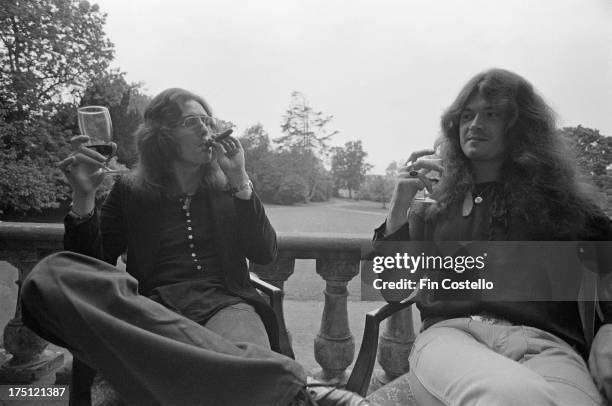 20th SEPTEMBER: Singer David Coverdale and bass guitarist Glenn Hughes from Deep Purple posed at Clearwell Castle in Gloucestershire, England on 20th...