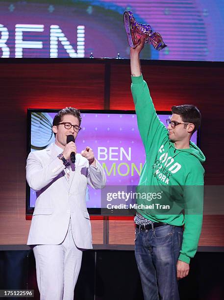 Matthew Morrison and Ben Simon speak onstage during the 2013 Do Something Awards held at Avalon on July 31, 2013 in Hollywood, California.