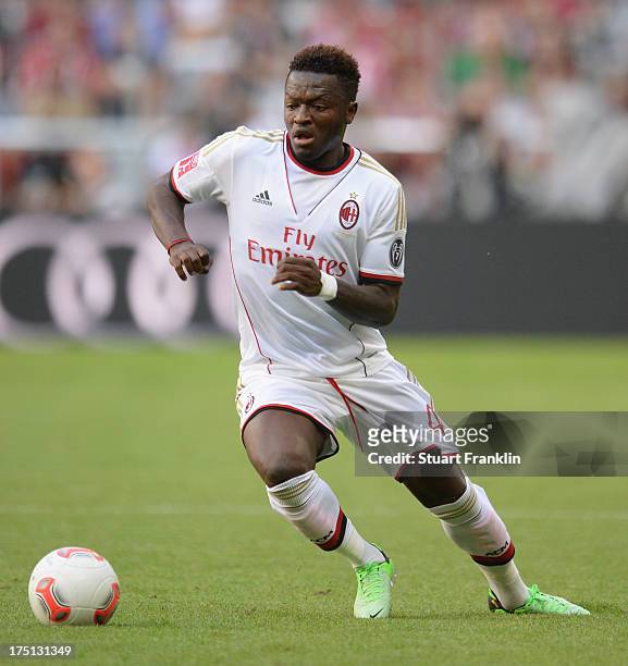 Sulley Ali Muntari of AC Milan in action during the Audi cup match between Manchester City and AC Milan at Allianz Arena on July 31, 2013 in Munich,...