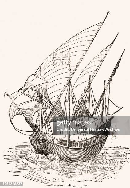 15th century Caravel. From El Museo Popular published Madrid, 1889.
