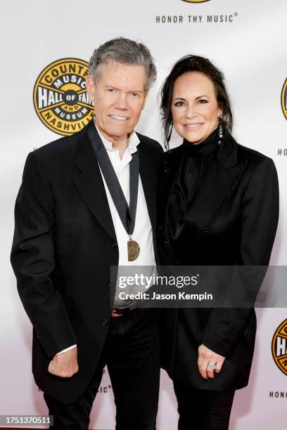 Randy Travis and Mary Davis attend the Class of 2023 Medallion Ceremony at Country Music Hall of Fame and Museum on October 22, 2023 in Nashville,...