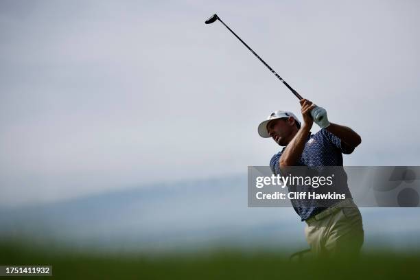 Charles Howell III of Crushers GC hits his shot from the eighth tee during Day Three of the LIV Golf Invitational - Miami Team Championship at Trump...