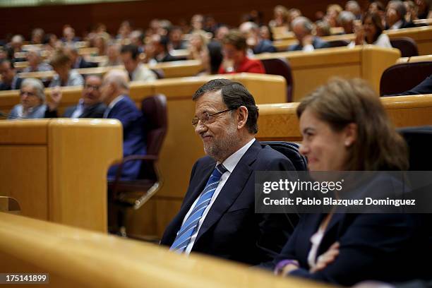 Spanish Prime Minister Mariano Rajoy and Spain's First Deputy Prime Minister, government spokeswoman and Minister of the Prime Minister's Office...