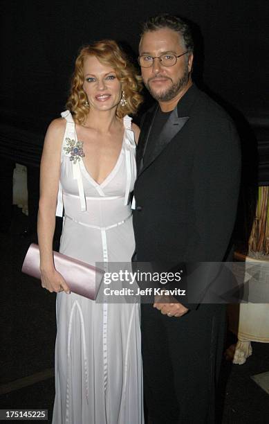 Marg Helgenberger and William L. Petersen during 55th Annual Primetime Emmy Awards - Backstage and Audience at The Shrine Auditorium in Los Angeles,...
