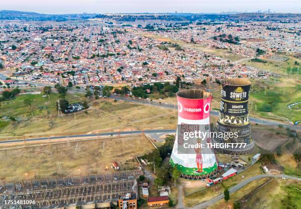 soweto towers in johannesburg - soweto towers stock pictures, royalty-free photos & images