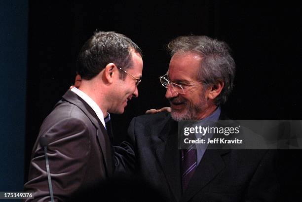 Richard Lovett and Steven Spielberg during Shoah Foundation Exclusive Performance at Amblin Entertainment on Universal Studios in Universal City,...