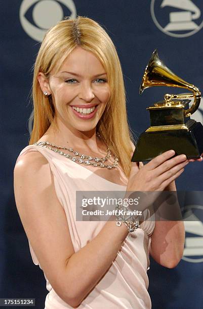 Kylie Minogue, winner for Best Dance Recording during The 46th Annual Grammy Awards - Press Room at Staples Center in Los Angeles, California, United...