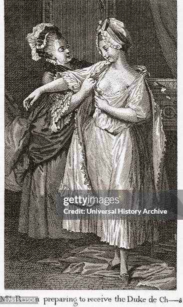 Contemporary Print Depicting Mary Robinson Mistress Of George Iv. The Caption Suggests She Is Getting Ready To Receive The Duke Of Chartres. Mary...