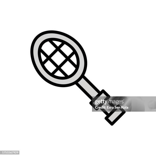 illustrations, cliparts, dessins animés et icônes de conception d’icône de ligne universelle de raquette de tennis avec trait modifiable. convient pour la conception de pages web, d’applications mobiles, d’interfaces utilisateur, d’ux et d’interfaces graphiques. - badminton racket