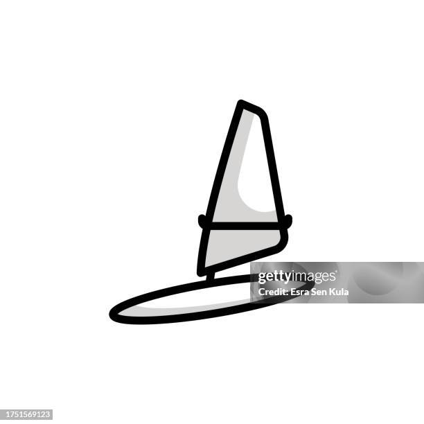 windsurf universal line icon design mit editierbarem strich. geeignet für webseiten, mobile apps, ui-, ux- und gui-design. - windsurfbrett stock-grafiken, -clipart, -cartoons und -symbole