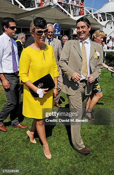 Zara Phillips and Nathaniel Parker attend Ladies Day hosted by Audi at Glorious Goodwood held at Goodwood Racecourse on August 1, 2013 in Chichester,...