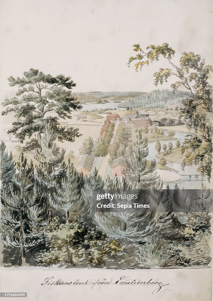 Pehr Adolf Kruskopf, 26.5.1805, St. Petersburg, 30.3.1852, Mälkölä, Muolaa, Fiskars foundry, 1830 - 1839, 34.5 × 21 cm, pencil, watercolour 1890