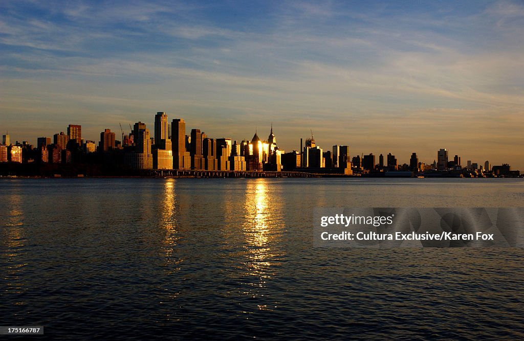 Sunset view of Manhattan, New York City, USA