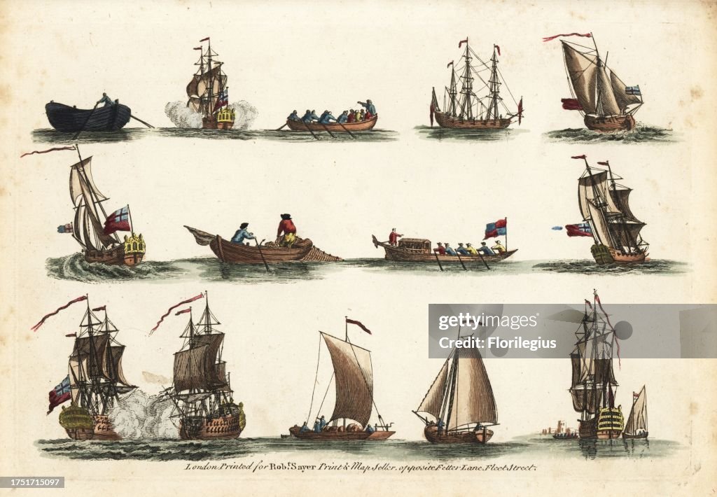 18th century nautical scenes with tall ships