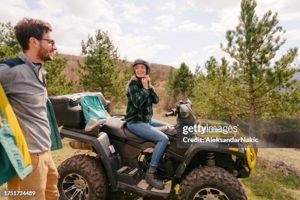 ready for our next adventure? - off road vehicle stock pictures, royalty-free photos & images