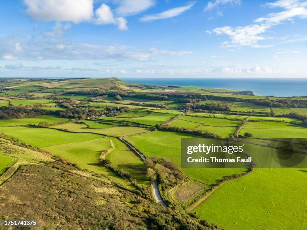 camino al pueblo de kimmeridge en dorset - dorset fotografías e imágenes de stock