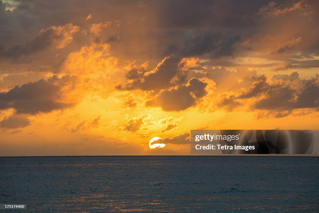 Jamaica, Sunset over sea
