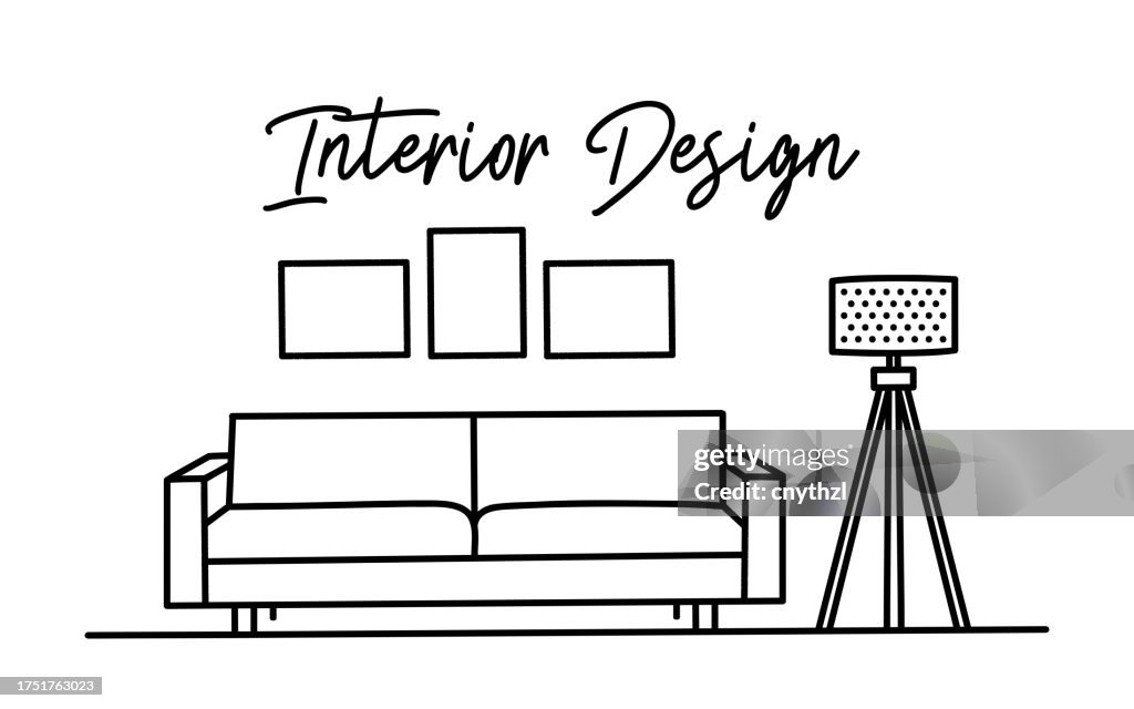 Interior Design Concept Hand Drawn Vector Illustration Home Interior ...