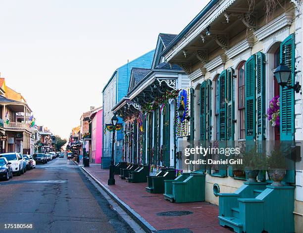 usa, new orleans, louisiana, view of narrow street - new orleans architecture stock pictures, royalty-free photos & images