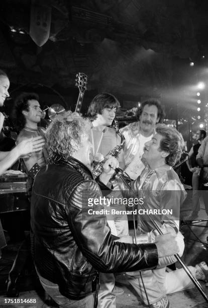 Johnny Hallyday et Eddy Mitchell en concert au Palais des Sports de Paris 11 novembre 1982