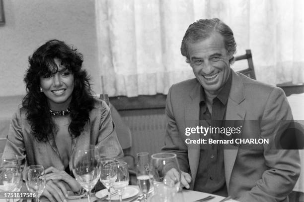 Jean-Paul Belmondo et Carlos Sotto Mayor à Lausanne le 17 mars 1983