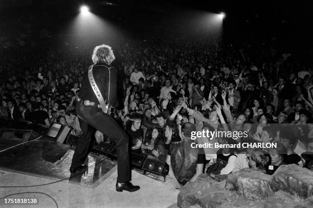 Johnny Hallyday en concert au Palais des Sports de Paris Bercy le 11 novembre 1982