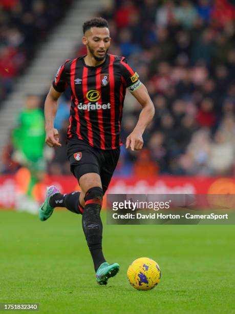 Bournemouth's Lloyd Kelly during the Premier League match between AFC Bournemouth and Burnley FC at Vitality Stadium on October 28, 2023 in...