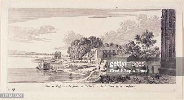 Veuë et Perspective du Jardin des Tuilleries et de la Porte de la Conference, Perelle, Gabriel, Engraver, Silvestre, Israël, Draughtsman, Between 1650 and 1655, 3rd quarter of the 17th century, Graphic arts, Print, Etching, Paris, Paris, Height: 12.5 cm,