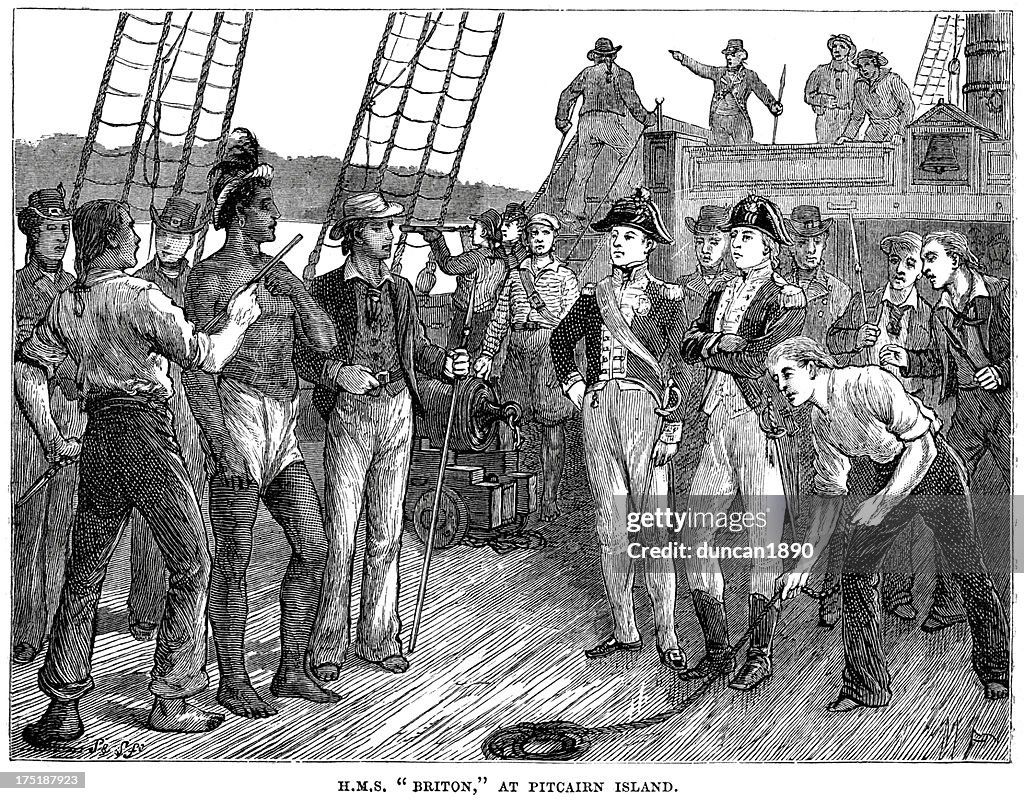 HMS Briton at Pitcairn Island