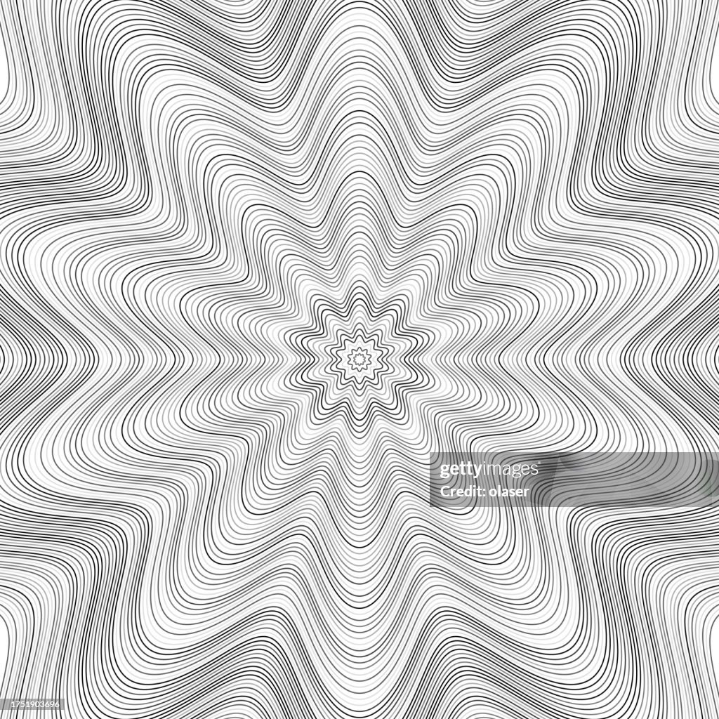 Undulating Design Patterns Monochrome Starburst Pattern With Concentric Undulating Lines High-Res ...