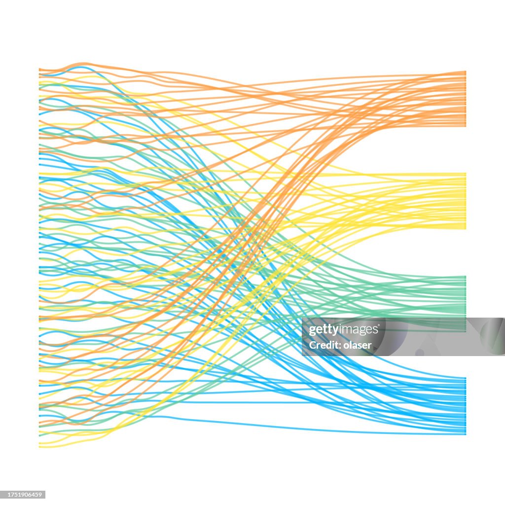 From chaos to order: Multicolored lines transitioning from a tangled weave on the left to organized, parallel streams on the right.